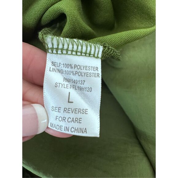 Nordstrom Rack Favlux Green Faux Wrap Shimmer Maxi Skirt Size Large - Picture 12 of 16